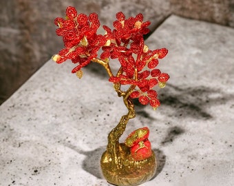 Life tree of beads - Money tree for home decor - Crystal bonsai - wire crystal money tree sculpture