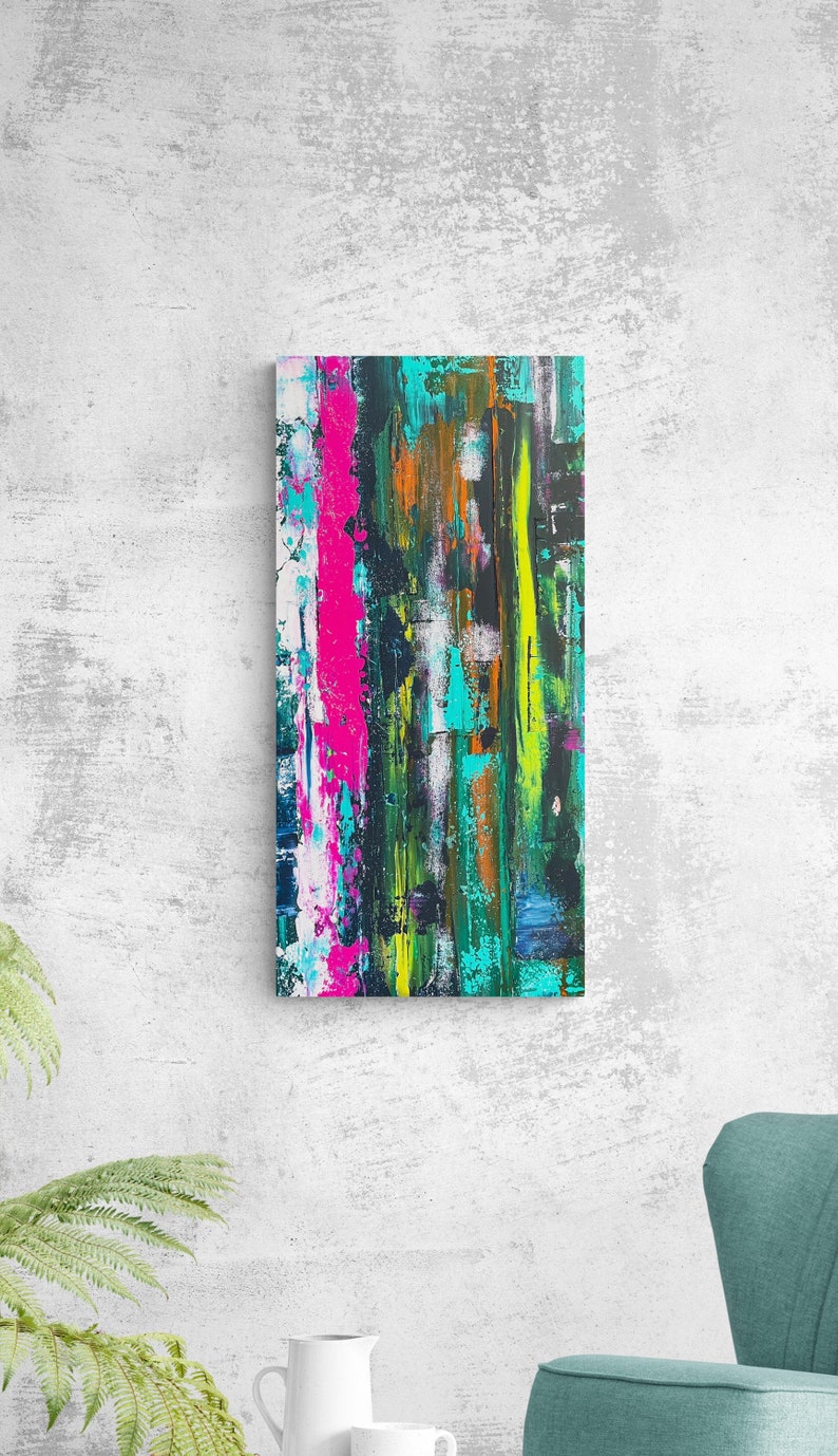 FUSIONS Abstract expressionist painting. Mixed media textured acrylic on stretched canvas artwork. Ready to hang. image 2