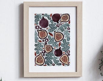 Summer Figs Watercolor Giclée Print: A4 Fruit Art