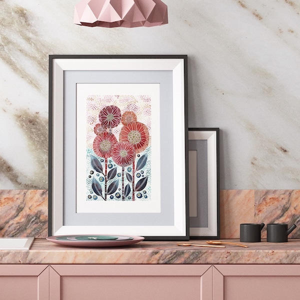A4/A3 Giclée Print - Flower Field Abstract Watercolour
