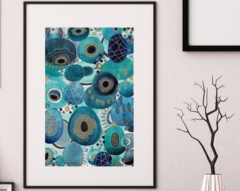 A3 Giclée print - Sea pebble Abstract Watercolour