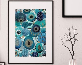 A3 Giclée print - Sea pebble Abstract Watercolour