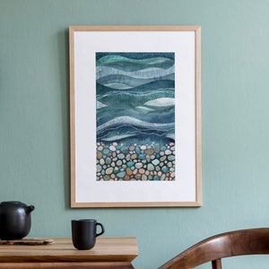 Stampa Giclée A3 - Strisce di vetro marino, stampa da spiaggia, arte da spiaggia, arte marina, arte in vetro marino