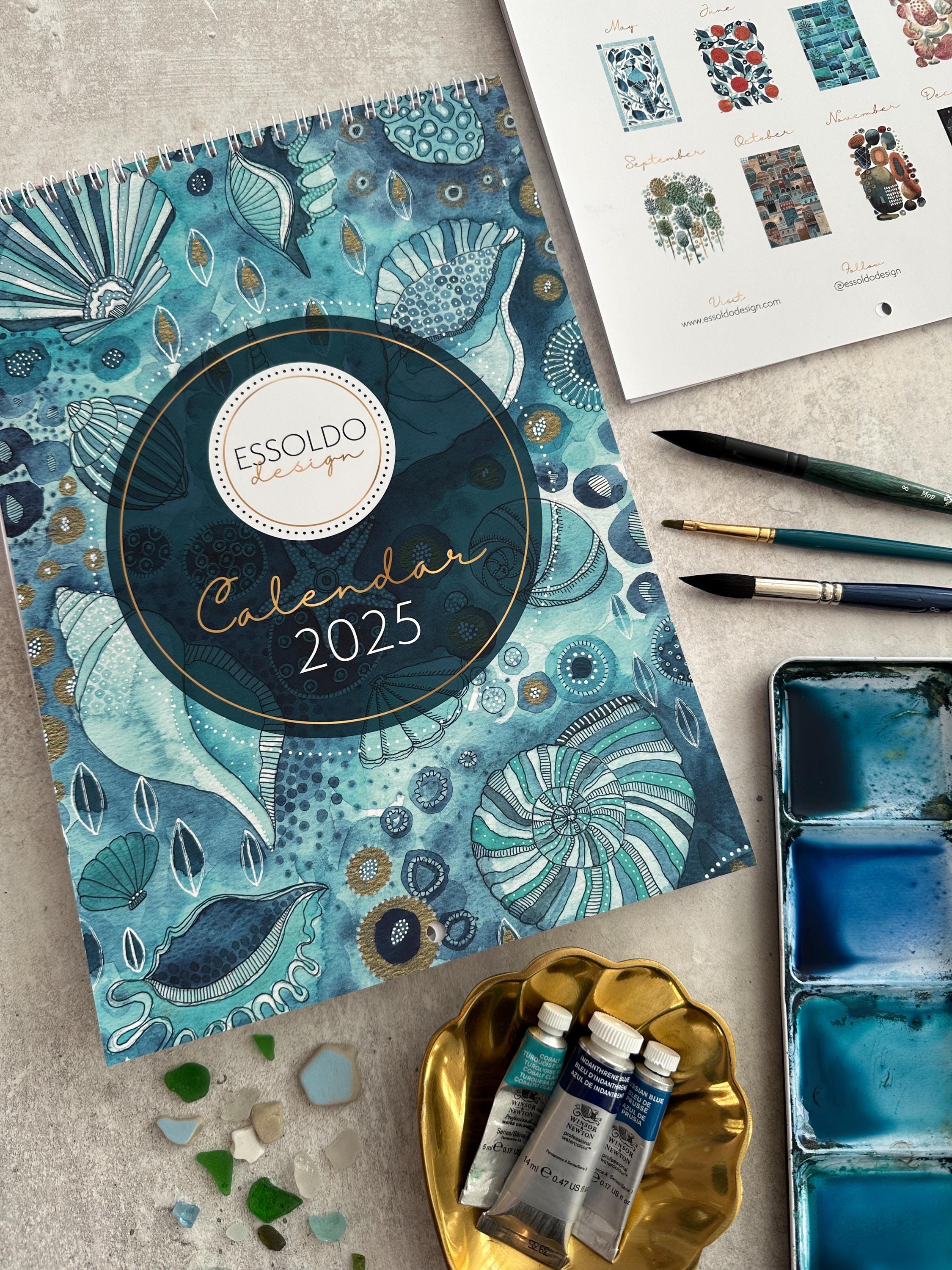 SALE Essoldo Design Calendar, A4 Illustrated calendar, 2025 Art calendar, Calendar gift, 2025 Planner, Illustrated calendar