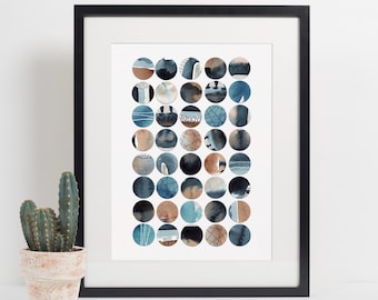 A4 Giclée Print - Moon Collage Abstract Watercolour