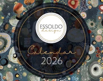 2026 Art Calendar, A4 Watercolor Illustration, Essoldo Design