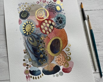 A4/A3 Giclée print - Bronze Abstract Watercolour