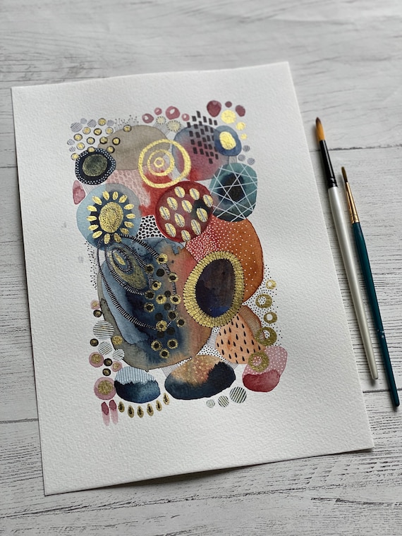 A4/A3 Giclée print - Bronze Abstract Watercolour