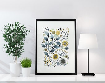 A4 Giclée print -  Mustard Floral Watercolour