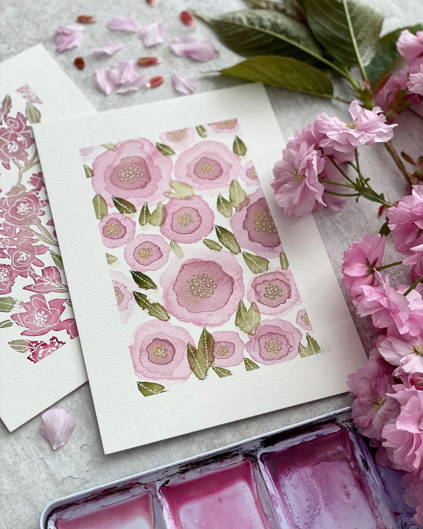 A4 Giclée Print - Cherry Blossom Abstract Watercolour
