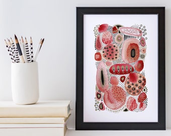 A4 Giclée Print - Scarlet Abstract Watercolour