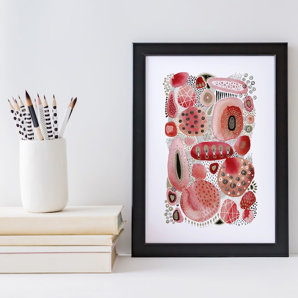 A4 Giclée Print - Scarlet Abstract Watercolour