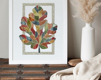 Italian Leaf Watercolour Giclée Print: Autumn Floral Wall Art