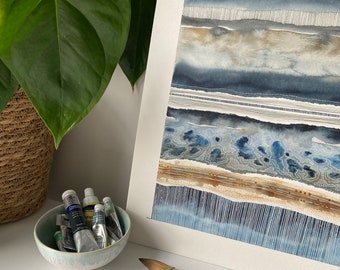 A3 Giclée print - Stormy Skies Stripe Watercolour