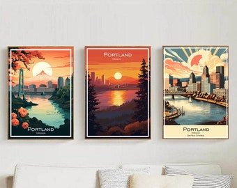 Portland Travel Poster Print Wall Art Portland Oregon Wall Poster Home Decor Portland Canvas Poster Portland Oregon Designer Poster Print