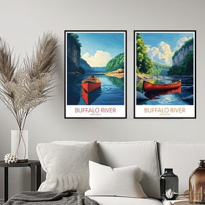 Canoe the Buffalo National River Arkansas Poster Travel Print Buffalo River Wall Home Decor Canvas Travel Gift American Room USA Decoration