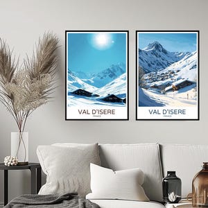 Val-d&#39;Isère Poster Travel Print Auvergne-Rhône-Alpes Savoie Ski Resort Wall Home Decor Canvas Travel Art France Illustration Gift Decoration