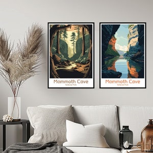 Mammoth Cave National Park Poster Travel Print Mammoth Cave Kentucky Wall Art Home Decor Canvas Travel Gift Illustration Room USA Decoration