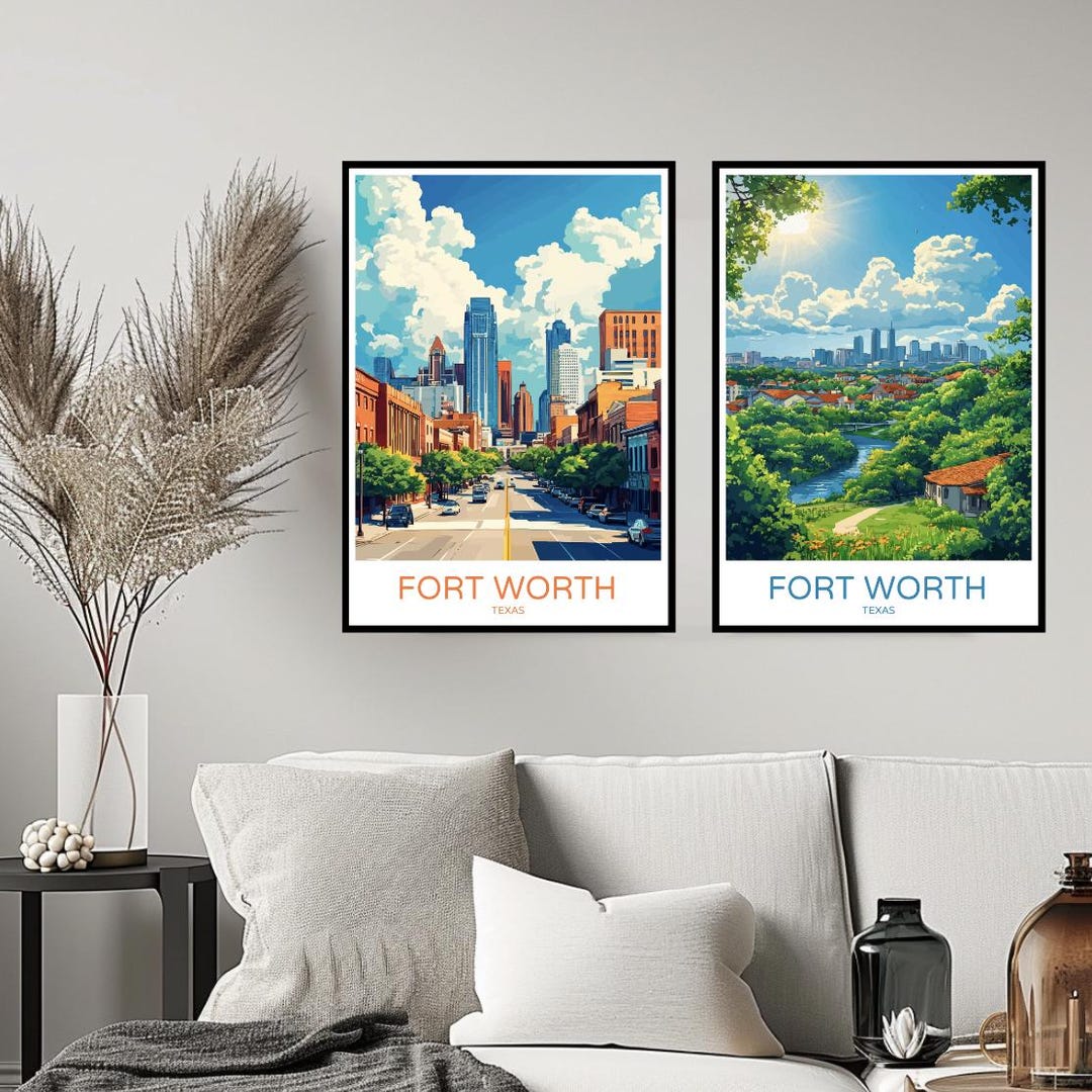 Fort Worth Texas Poster Travel Print Fort Worth Texas Tarrant County ...