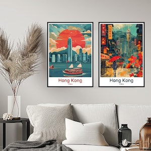 Hong Kong Poster Reise Print Wand China Hong Kong Poster Wand Kunst Wohnkultur Leinwand Hong Kong China Retro Reise Illustration