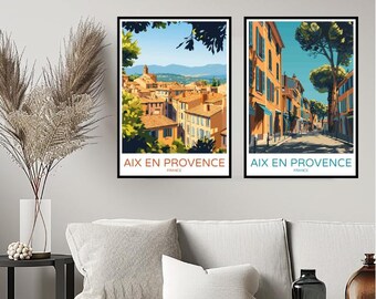 Póster de Aix-en-Provence, Francia, impresión de viaje, Provenza-Alpes-Costa Azul, decoración de pared para el hogar, lienzo, ilustración de viaje a Francia, regalo, decoración de habitación