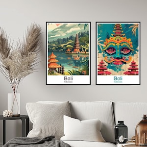 Bali Indonesia Poster Travel Print Wall Indonesia Bali Poster Wall Art Home Decor Canvas Bali Travel Indonesia Gift Illustration