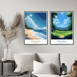 Indiana United States Wall Poster Digital Print Indiana Nature Indianapolis USA Wall Art Home Decor Canvas Travel Gift Room Decoration