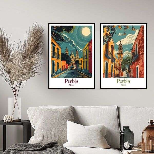 Puebla Mexico Reise Poster Druck Wand Mexiko Puebla de Zaragoza Poster Wand Dekoration Leinwand Mexiko Puebla Reise Poster