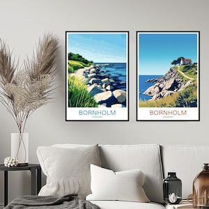 Póster de Bornholm, Dinamarca, impresión de viaje, ciudades del océano Atlántico de Bornholm, decoración de pared para el hogar, lienzo, viaje, Dinamarca, regalo, decoración de habitación