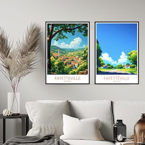 Fayetteville Arkansas Poster Travel Print Fayetteville Washington County Wall Home Decor Canvas Travel Gift American Room USA Decoration