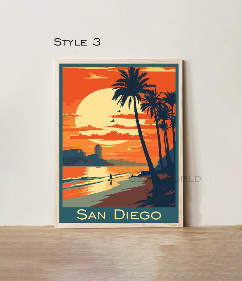 San Diego Travel Poster Print Wall Art San Diego California Wall Poster