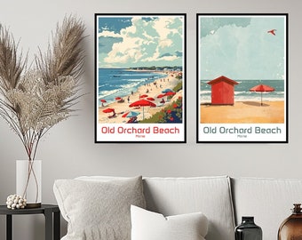 Affiche Old Orchard Beach, Maine, impression de voyage, Old Orchard Beach, mur, décoration d'intérieur, toile, cadeau de voyage, chambre américaine du Maine, décoration américaine