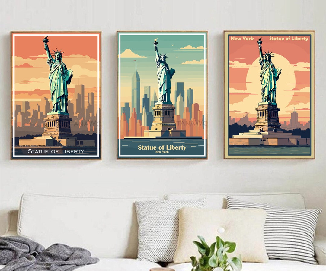 Statue of Liberty Travel New York Poster Print Wall Art Statue Liberty ...