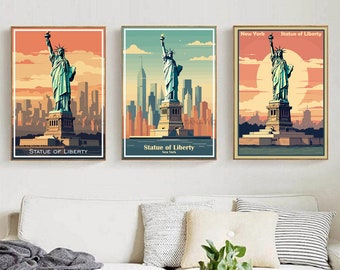 Statue of Liberty Travel New York Poster Print Wall Art Statue Liberty Wall Poster Home Decor Canvas Poster Designer New York Poster Print