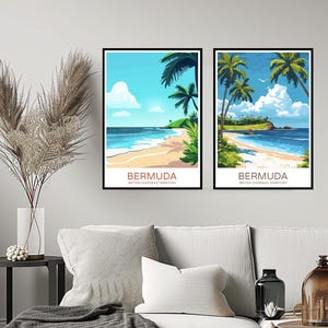 Póster de Bermudas, impresión de viaje, Territorio Británico de Ultramar, Océano Atlántico, decoración de pared para el hogar, lienzo, viaje, Bermudas, decoración de habitación, ilustración