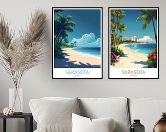Sarasota Florida Poster Travel Print Sarasota Beach United States Wall Home Decor Canvas Travel Gift Room Decoration Digital Art