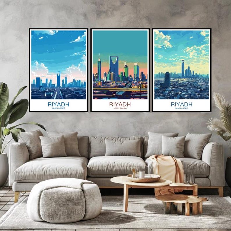 Riyadh Skyline Saudi Arabia Poster Travel Print Al Olaya District Wall ...