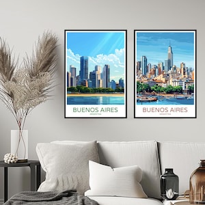 Buenos Aires Argentina Poster Travel Print Buenos Aires Puerto Madero Wall Home Decor Canvas Travel Argentina Illustration Gift Decoration