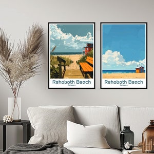Rehoboth Beach Delaware Poster Reise Druck Delaware Rehoboth Beach Wand Wohnkultur Leinwand Reise Geschenk American Delaware Zimmer USA Dekoration