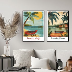 Puerto Viejo Costa Rica Poster Travel Print Wall Costa Rica Puerto Viejo Poster Art Home Decor Canvas Travel Costa Rica Gift Illustration