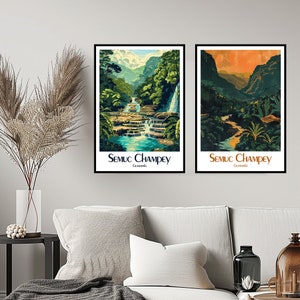 Semuc Champey Guatemala Travel Poster Print Wall Guatemala Semuc Champey Poster Wall Poster Home Decor Canvas Semuc Travel Illustration