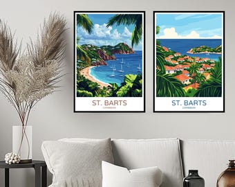 Póster de San Bartolomé sobre el Caribe, viaje a las Islas de San Bartolomé, isla de la isla, decoración para el hogar, lienzo, ilustración de viaje al Caribe, regalo decorativo.