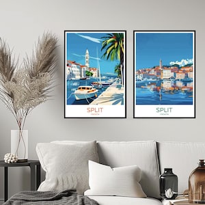 Split Croatia Poster Travel Print Murvica Brač Split-Dalmatia Wall Home Decor Canvas Travel Gift Croatia Illustration Room Decoration