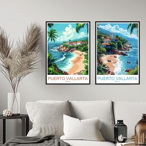 Puerto Vallarta Mexico Poster Travel Print Puerto Vallarta Jalisco Bahía Banderas Wall Home Decor Canvas Travel Mexico Gift Room Decoration