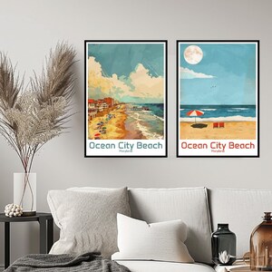 Ocean City Beach Maryland Poster Reisedruck Ocean City Beach Wand Wohnkultur Leinwand Reisegeschenk Amerikanisch Maryland Zimmer USA Dekoration
