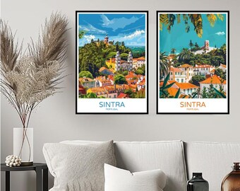 Sintra Portugal Poster Travel Print Sintra Portuguese Riviera Lisbon Wall Home Decor Canvas Travel Portugal Illustration Gift Decoration