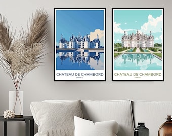 Château de Chambord France Poster Travel Print Chambord Centre-Val de Loire Wall Home Decor Canvas Travel France Gift Room Decoration