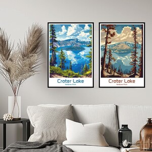 Crater Lake National Park Poster Travel Print Crater Lake Park Wall Home Decor Canvas Travel Gift American Oregon Room USA Decoration