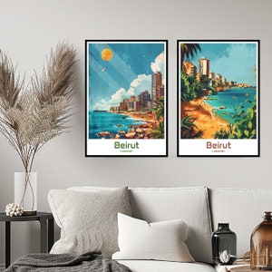 Beirut Lebanon Poster Travel Print Wall Lebanon Beirut Poster Wall Home Decor Canvas Travel Lebanon Gift Illustration