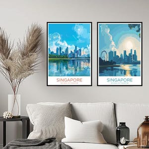 Singapore Poster Travel Print Singapore Skyline Malay Peninsula Wall Home Decor Canvas Travel Singapore Gift Room Decoration Illustration